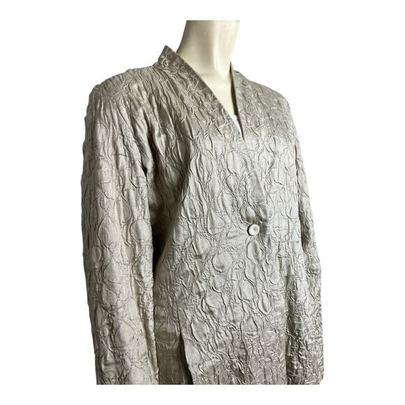 Eileen Fisher Tussah Silk One Button Overcoat Champagne Women's Size M Work - Picture 2 of 8